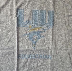 NWT Long Island University LIU Equestrian Sharks Distressed T-Shirt Size L